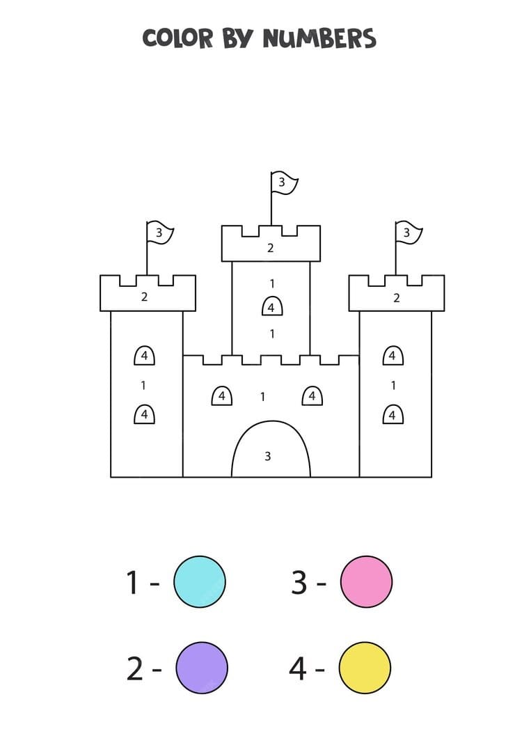 Basic Castle Color By Number Download, Print Now!