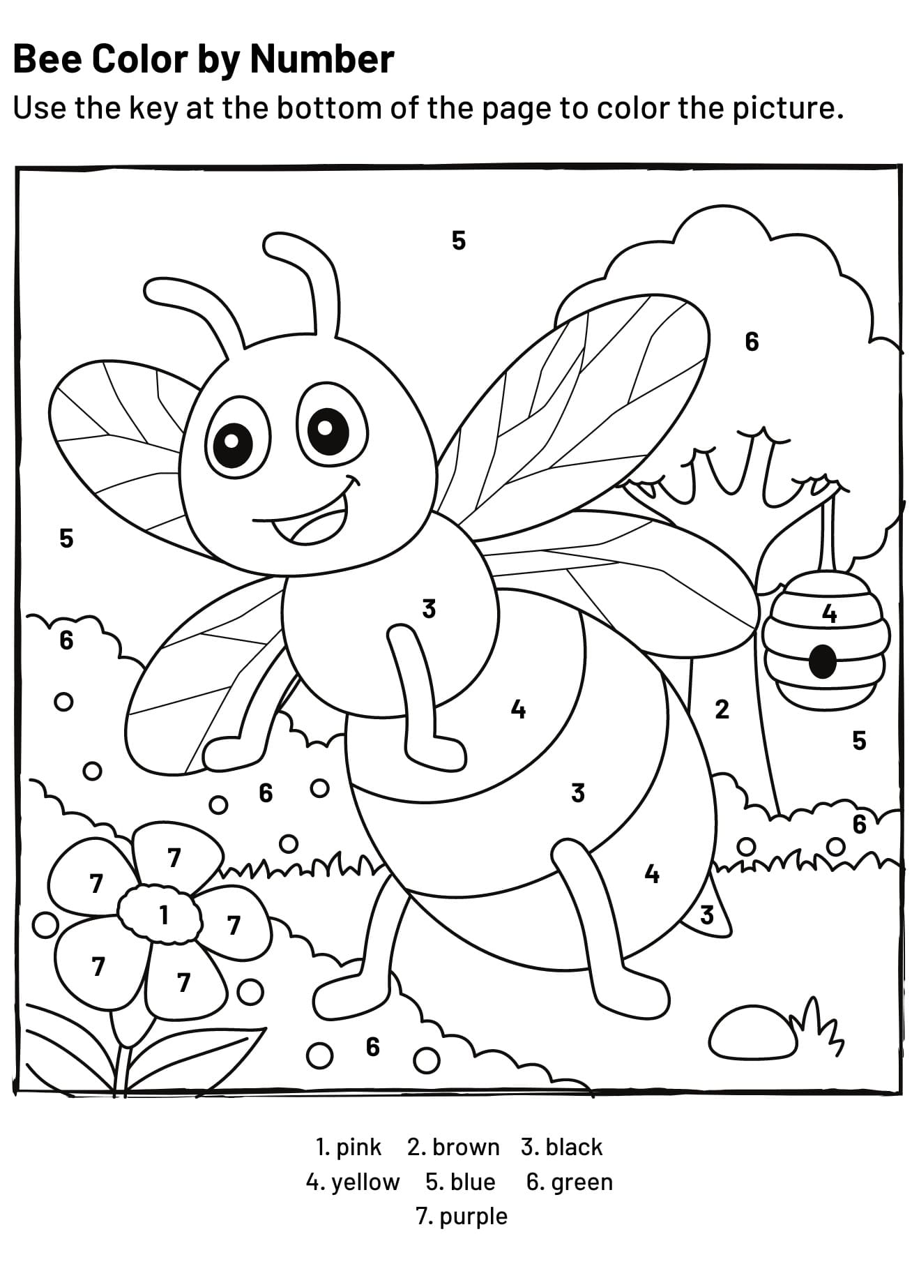 Bee Color By Number Free Download, Print Now!