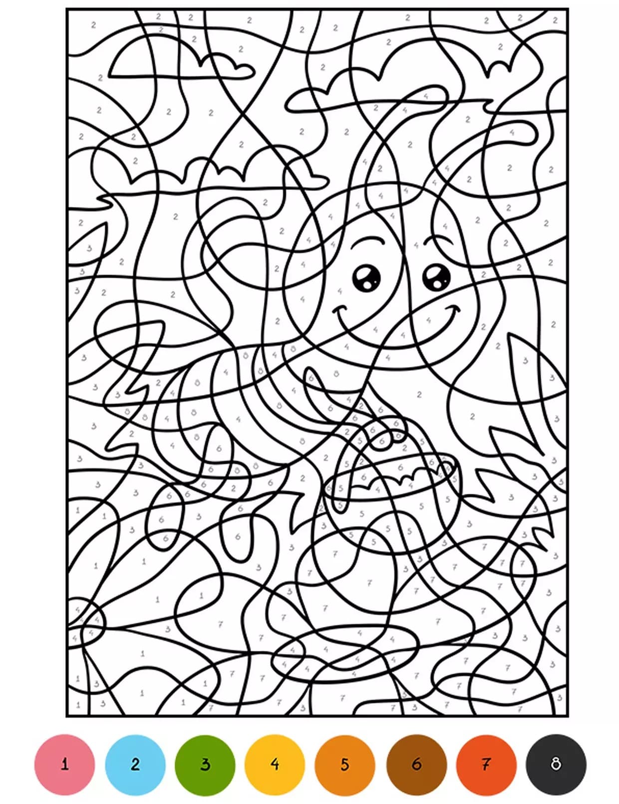 Cartoon Bee Color By Number Download, Print Now!