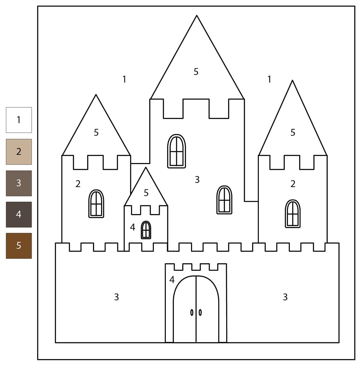 Castle Color By Number Free Download, Print Now!
