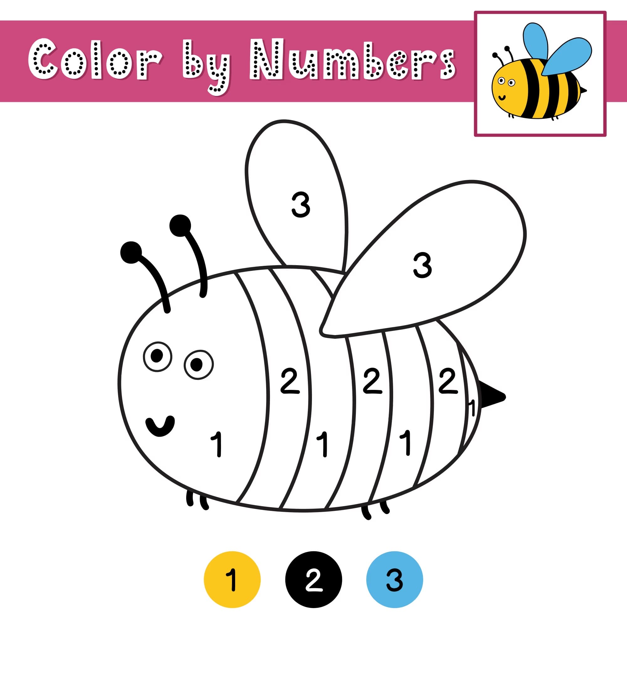 Printable Bee Color By Number Download, Print Now!