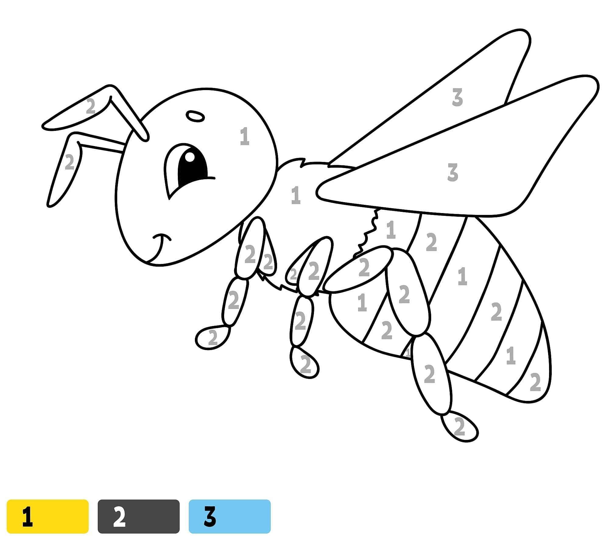 Happy Bee Color By Number Download, Print Now!
