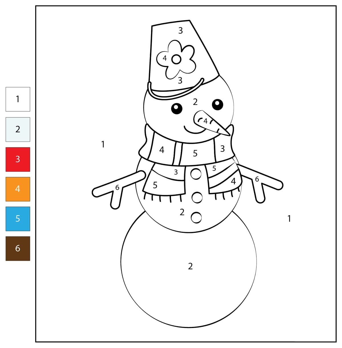 Print Snowman Color By Number Download, Print Now!