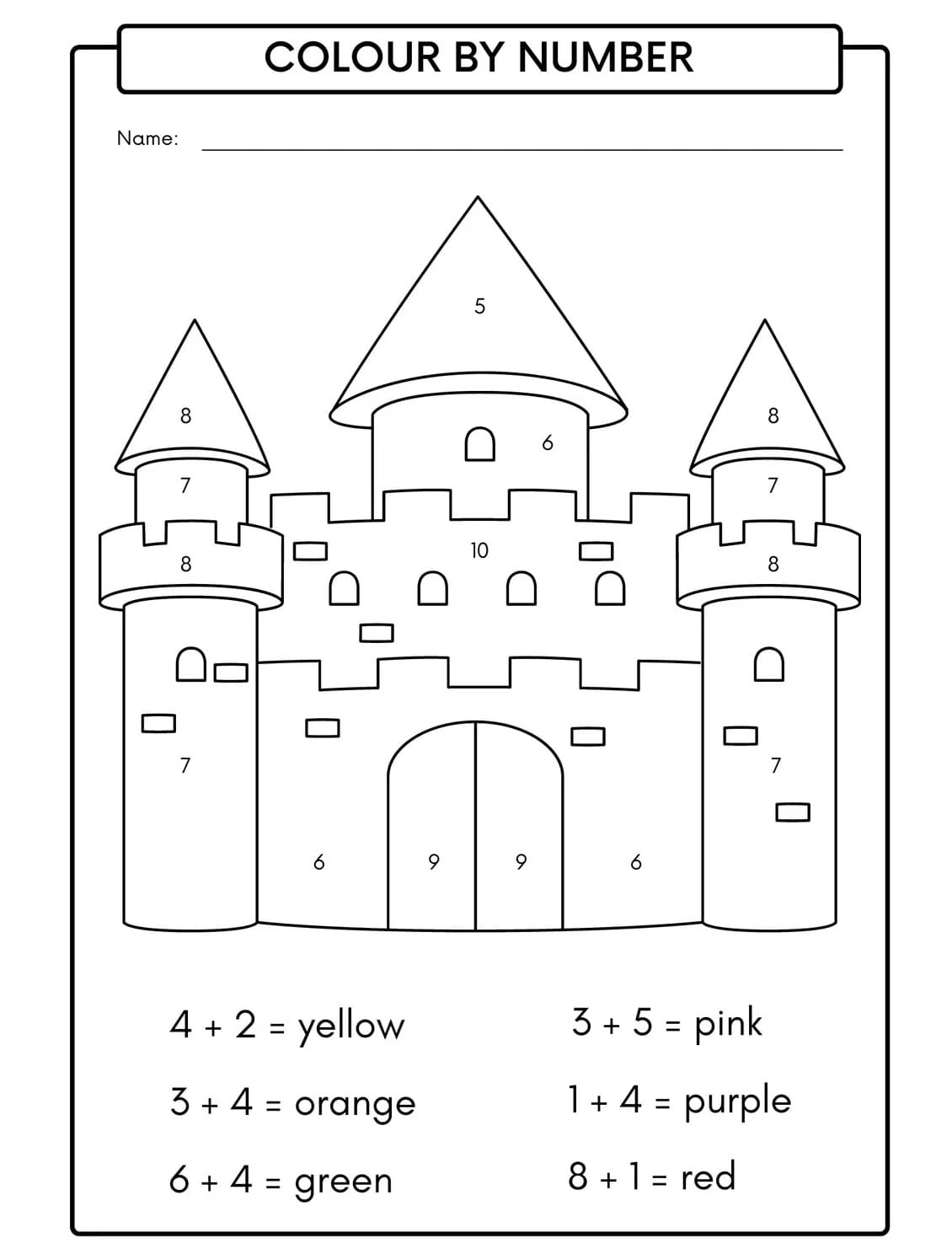 Printable Castle Color By Number Download, Print Now!