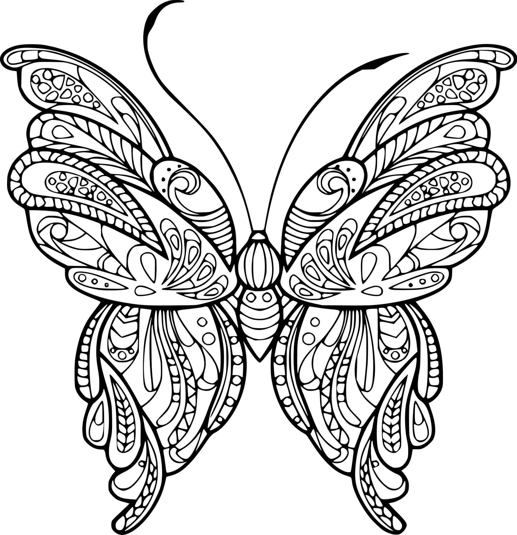 Complex Zentangle Butterfly Coloring Pages Coloring Cool