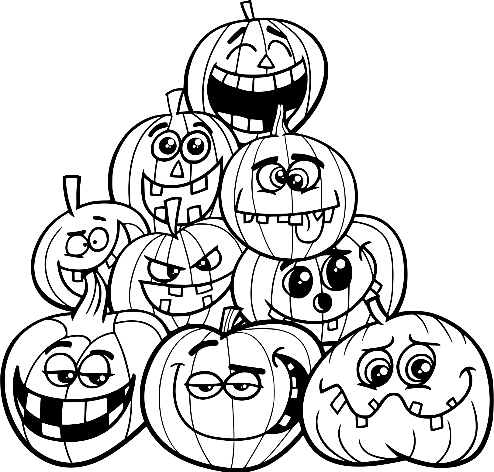 Halloween Pumpkins Emotions Coloring Pages Coloring Cool