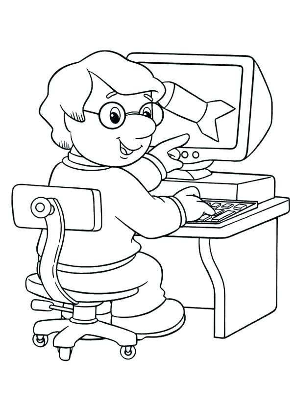 Studying on Computers Coloring Pages Coloring Cool