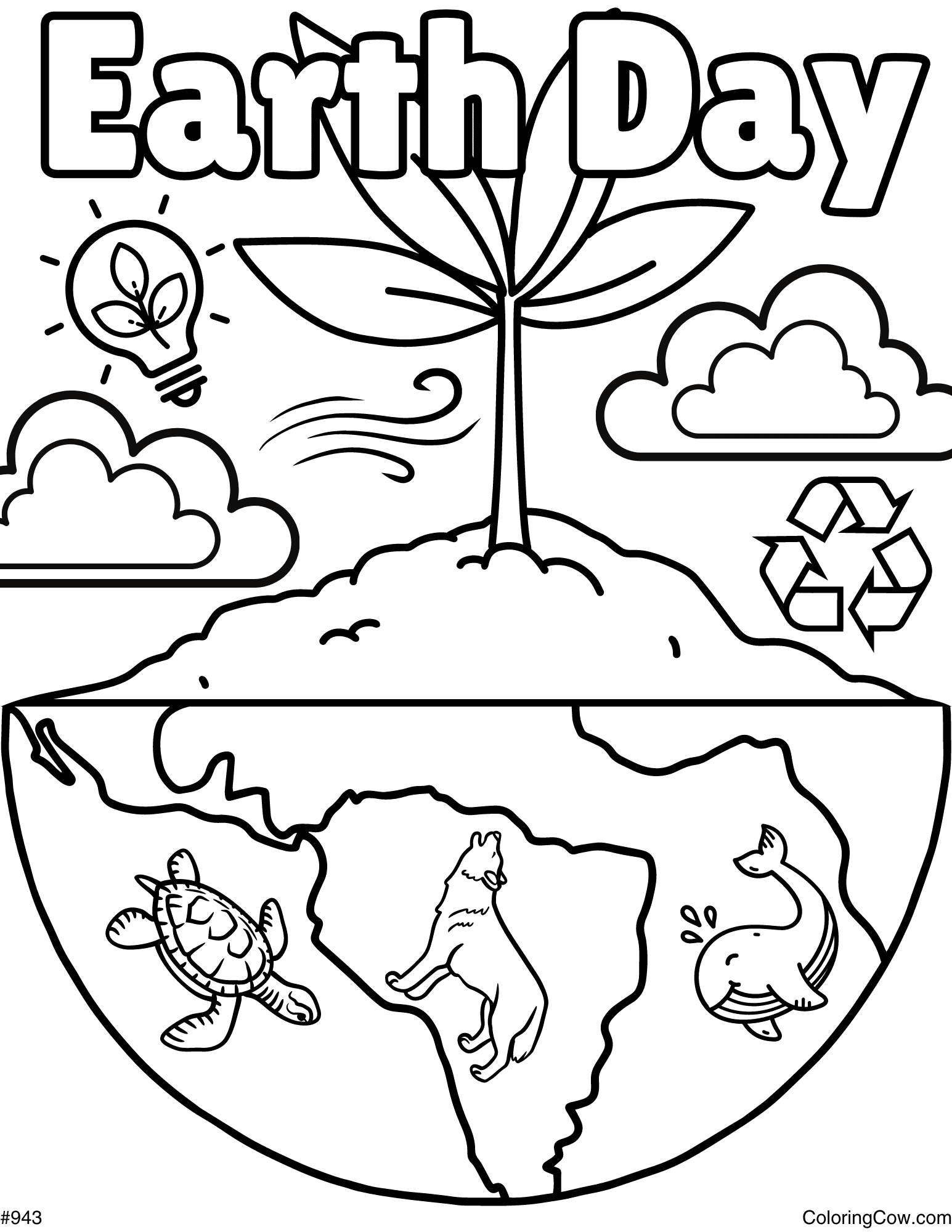 Earth Day Adult Coloring Page