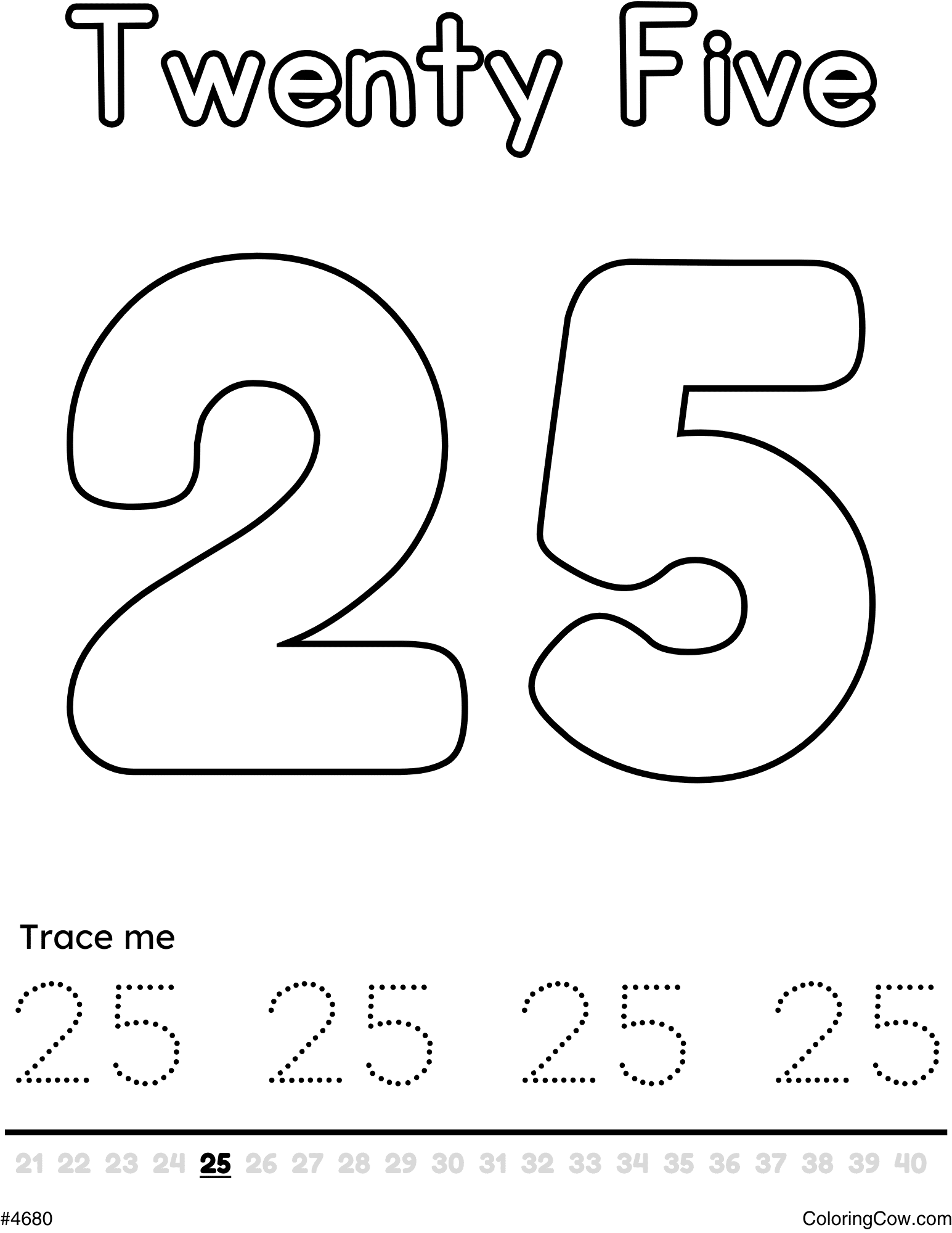 Number 25 Coloring Page