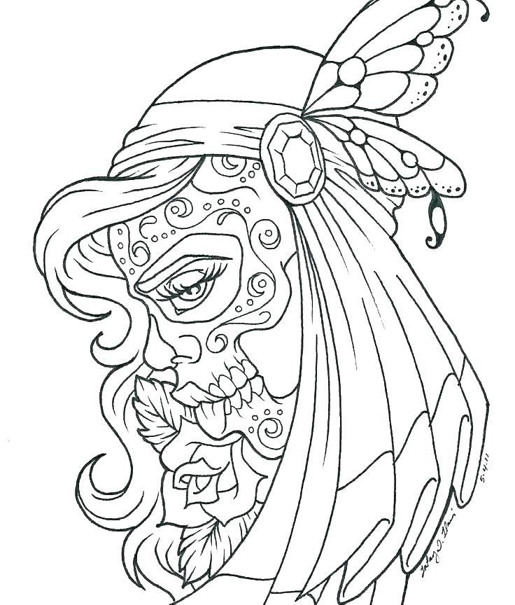 Skull Tattoo Coloring Pages Coloring Home