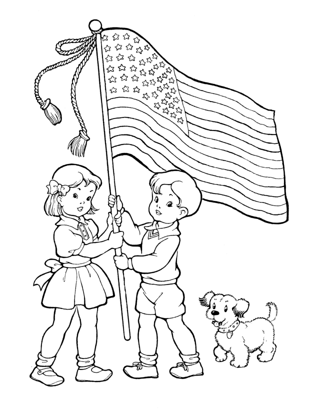 Coloring Book with Cartoon American Flag. Color the Flag USA.