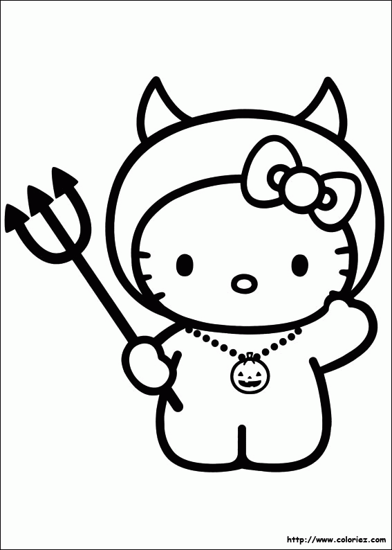 Hello Kitty Halloween Coloring Pages