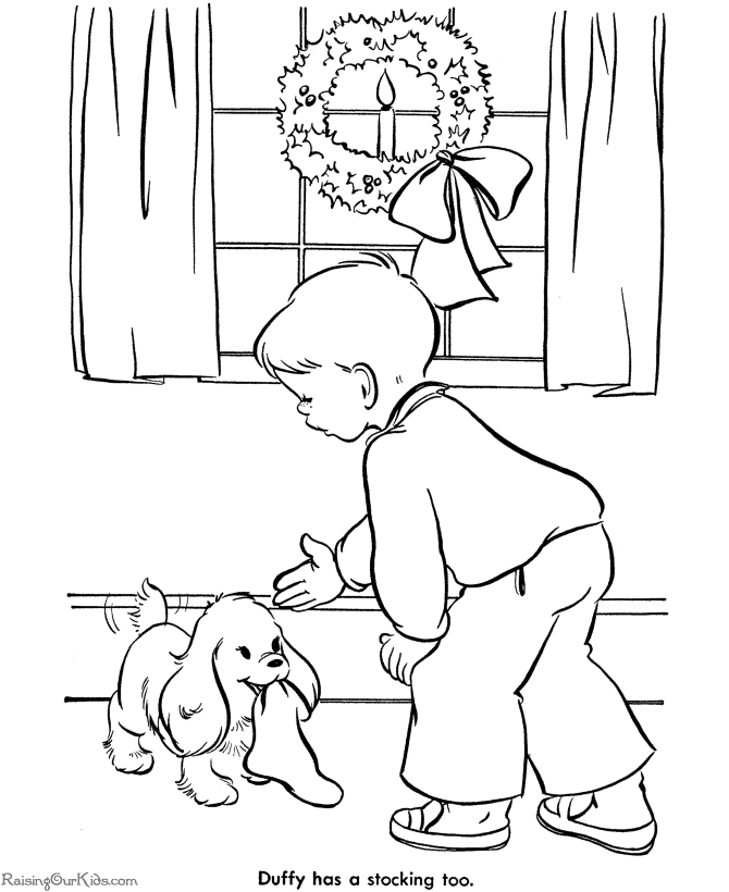Christmas Coloring Pages Of A Dog Coloring Home