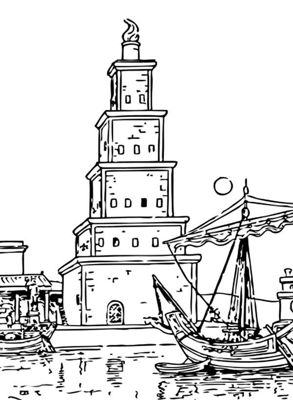 Worldwonders Lighthouse Of Alexandria Coloring Page Batch Coloring