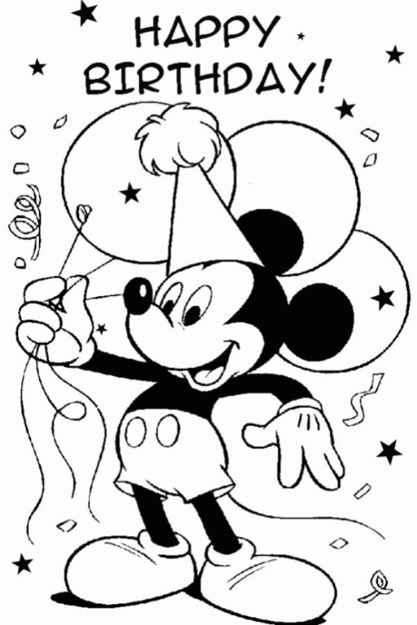 Minnie Mouse Birthday Coloring Pages