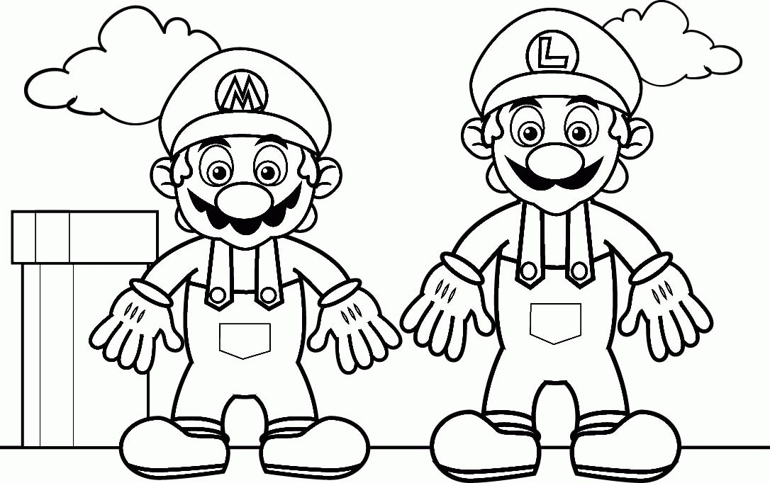 Mario Coloring Pages Black And White Super Mario Drawings For