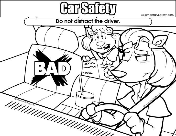 Dont Distract Driver • Coloring Car Safety Coloring Home