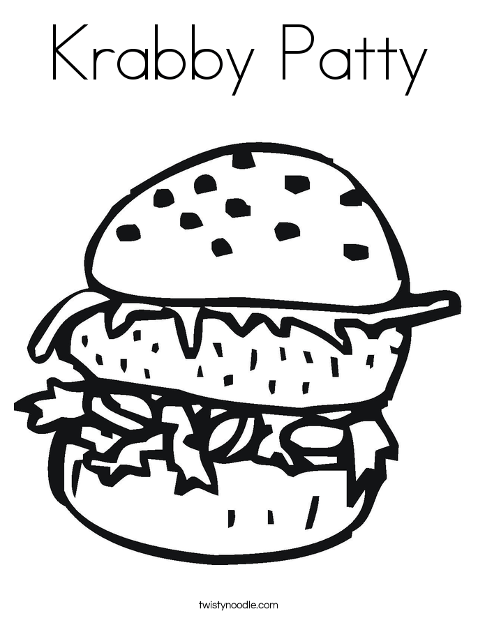 Krabby Patty Coloring Page Twisty Noodle Coloring Home
