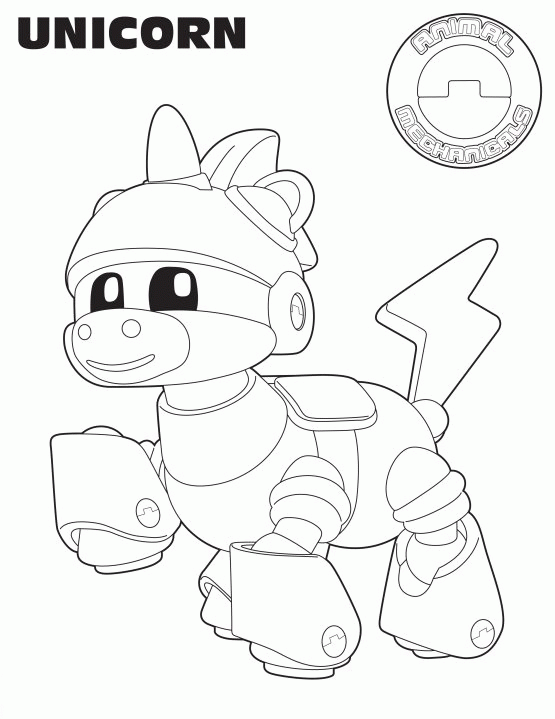 Unicorn Animal Mechanicals Coloring Pages Coloring Home