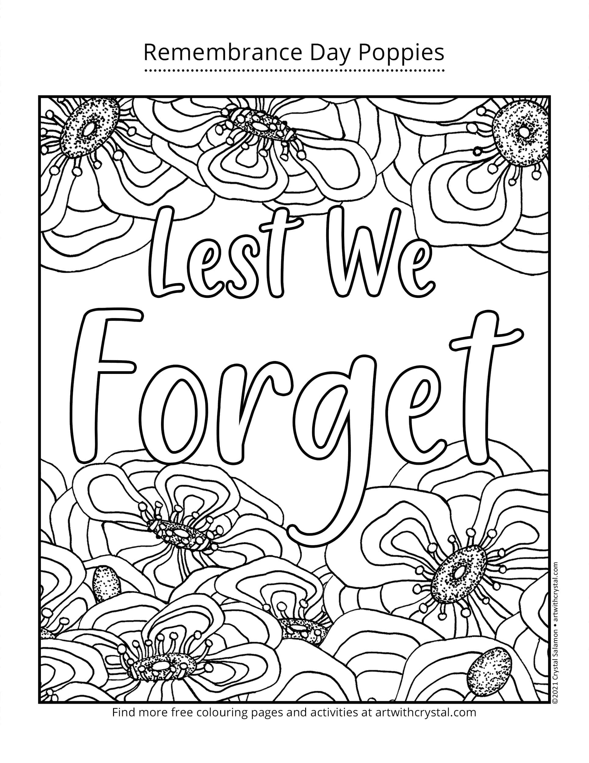 Remembrance Day Poppies Lest We FREE Printable Art With