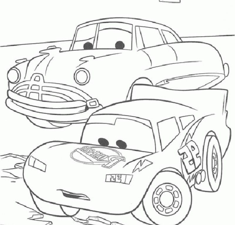 Disney Lightning And Doc Hudson Coloring Pages Kids