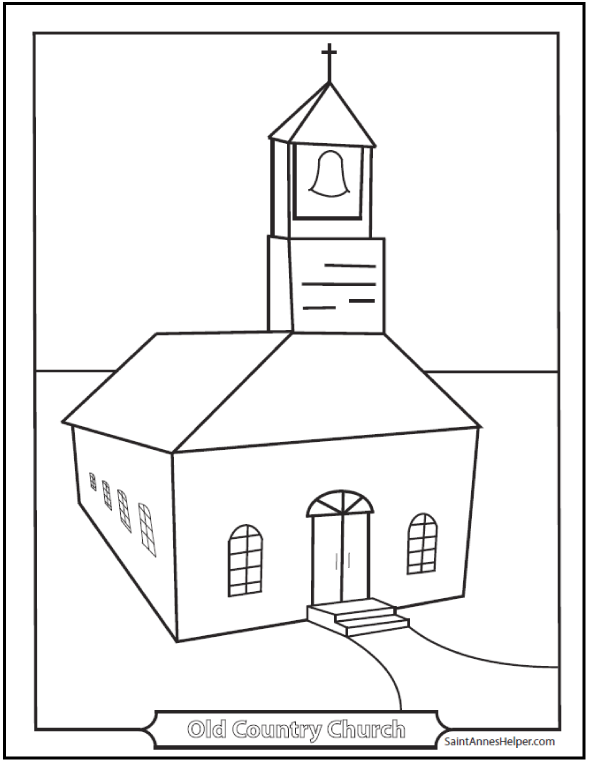 Printable Church Coloring Page + Preschool Church Coloring Page