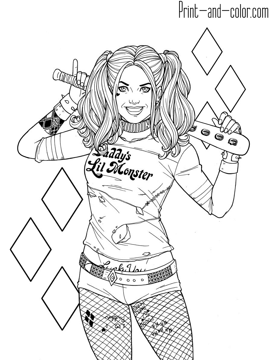 Pin On Harley Quinn (Suicide Squad,Batman,DeadPOOL,Joker Coloring Home