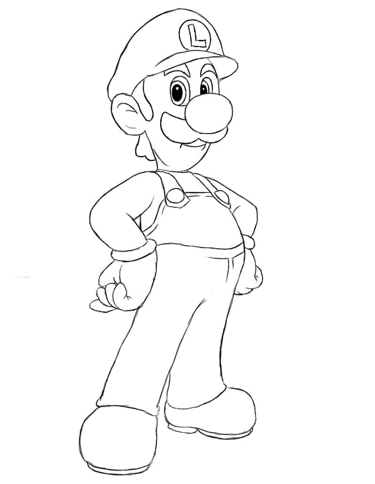 Coloriage luigi de super mario 4 Dessin gratuit à imprimer