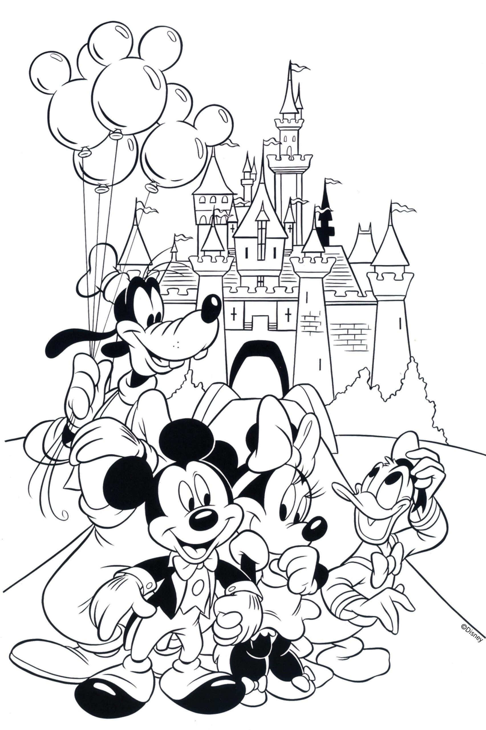 Mickey Mouse e Pluto Andam de Telef??rico para colorir, imprimir e