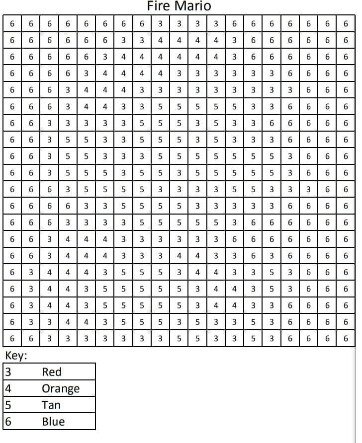 Fire Mario Color By Number coloring page Download, Print or Color