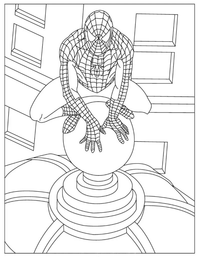 Spiderman on Building coloring page Download, Print or Color Online