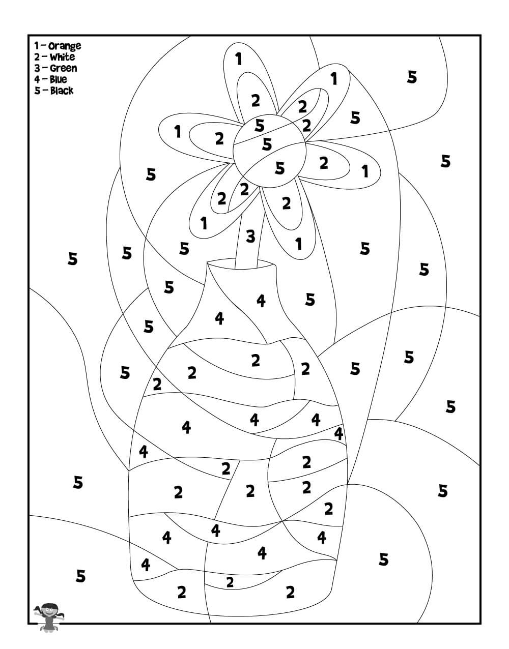 Spring Floral Vase Color by Number coloring page Download, Print or
