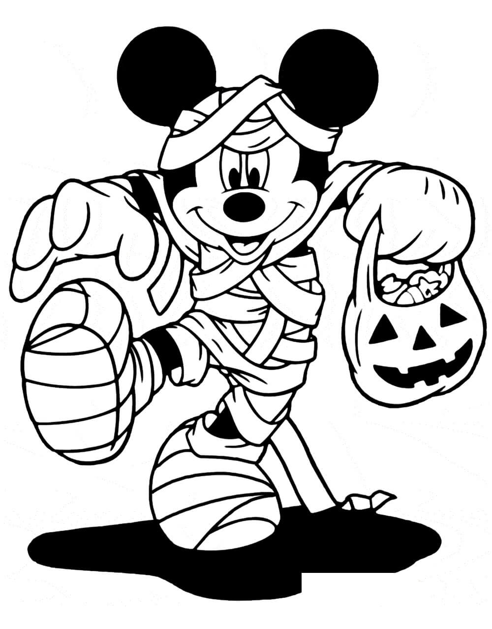 Mickey Mouse Holding Pumpkin coloring page Download, Print or Color