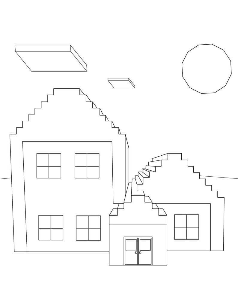 Minecraft Houses coloring page Download, Print or Color Online for Free
