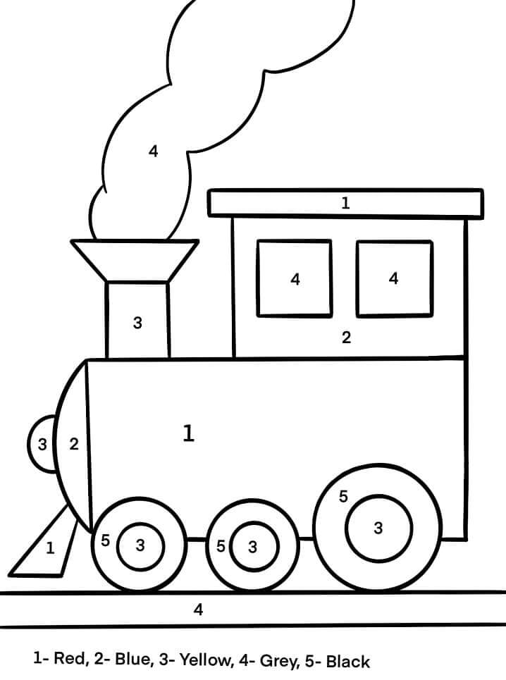 Train Color By Number coloring page Download, Print or Color Online