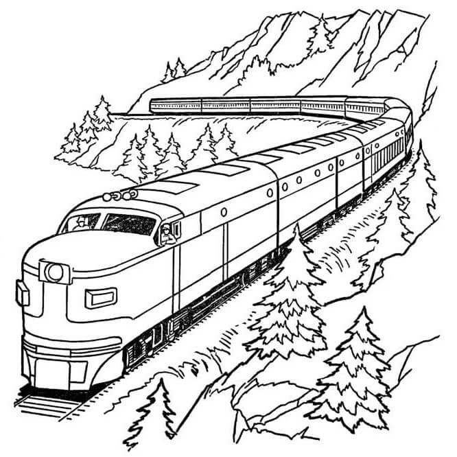 Train with Mountain coloring page Download, Print or Color Online for