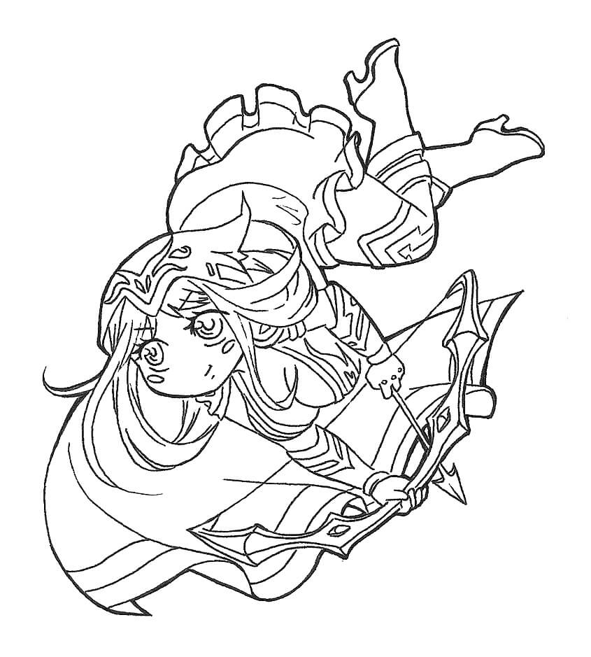 Chibi Ashe Cute coloring page Download, Print or Color Online for Free