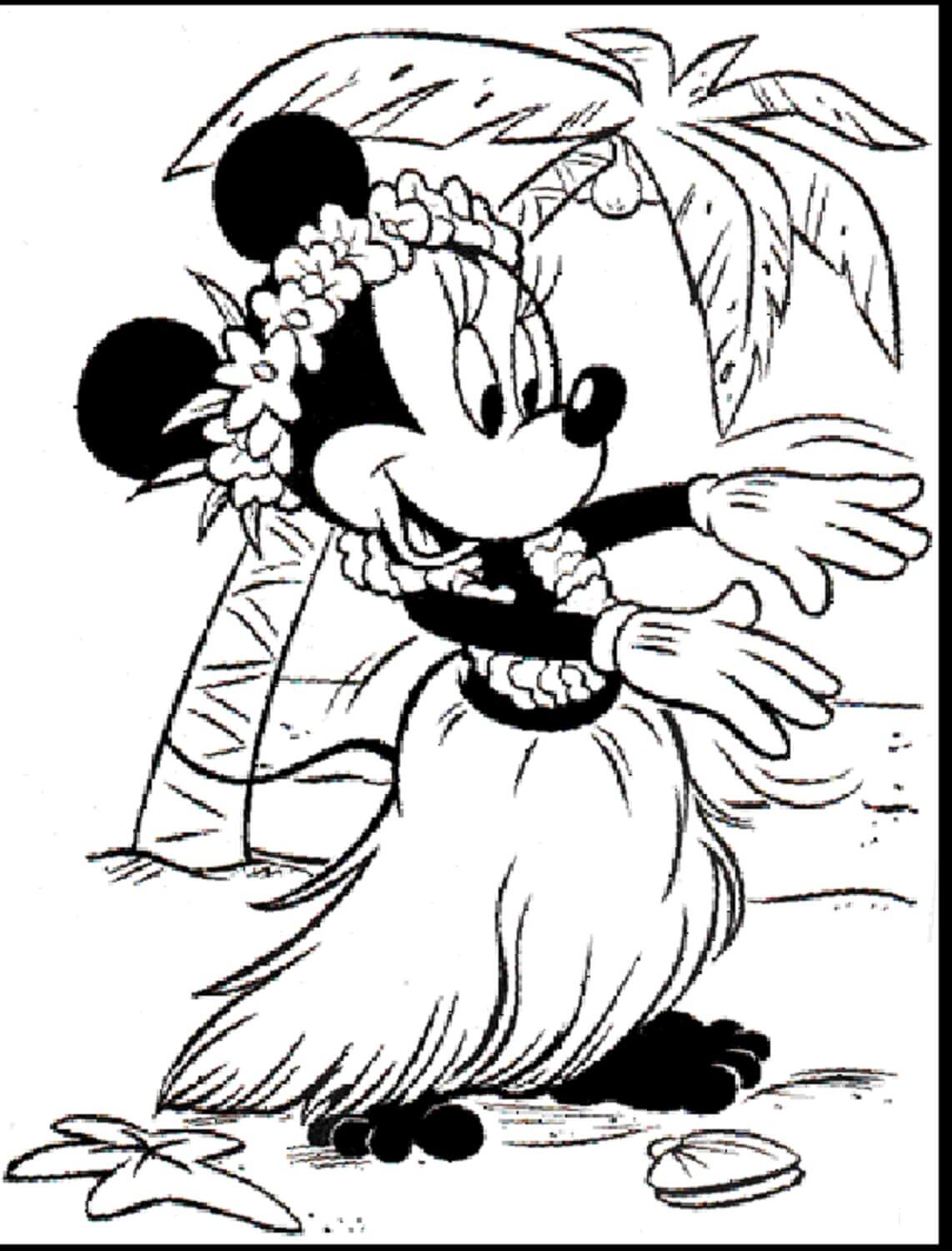 Minnie Dancing on the Beach coloring page Download, Print or Color