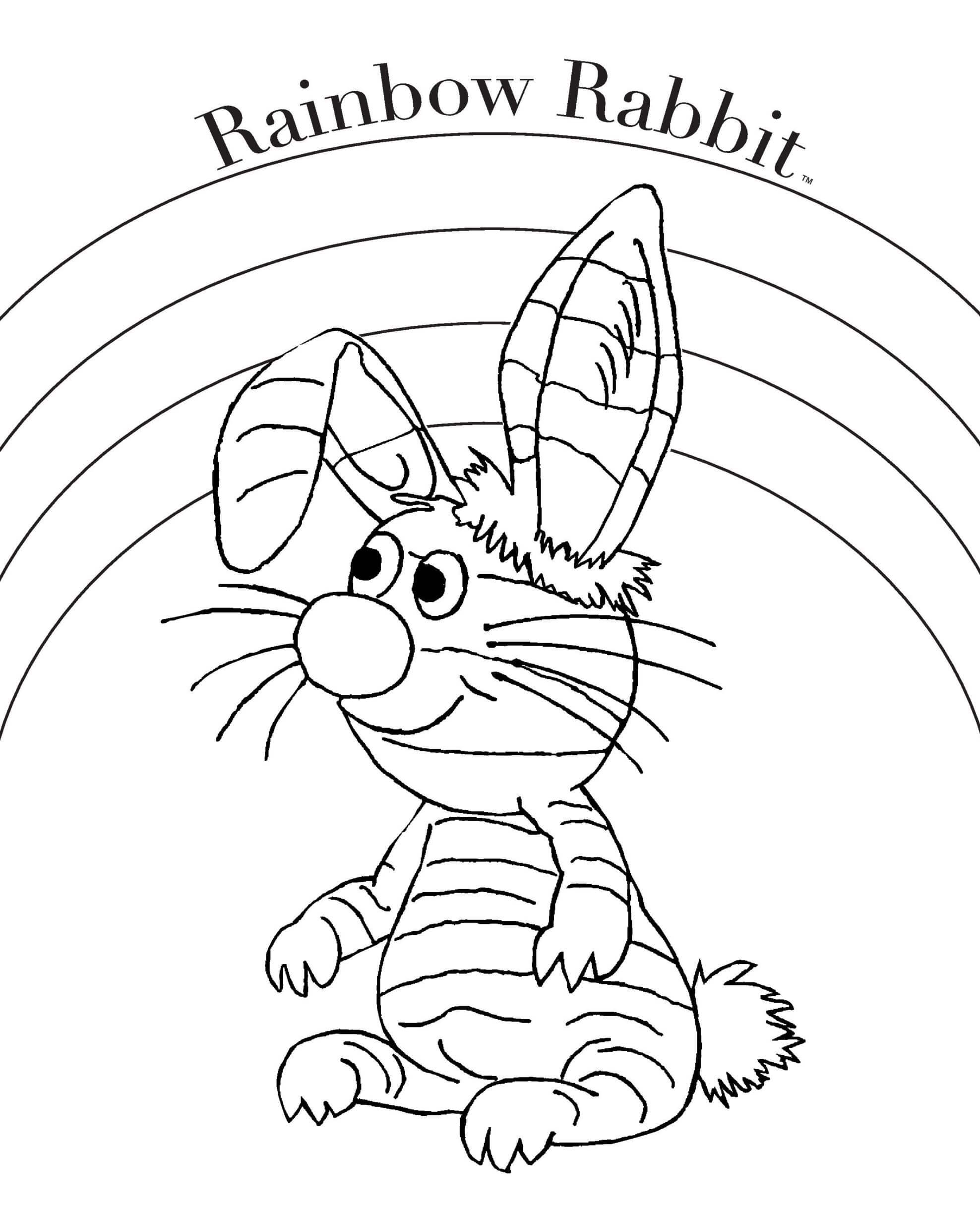 Rainbow With Rabbit coloring page Download, Print or Color Online for
