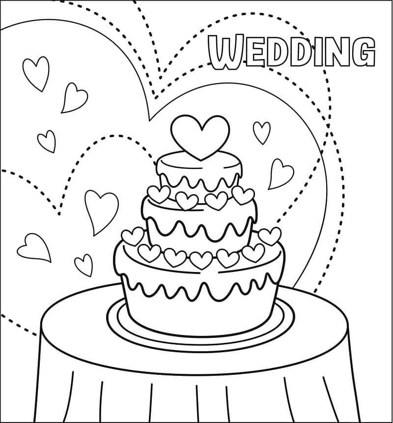 Simple Wedding Cake coloring page Download, Print or Color Online for