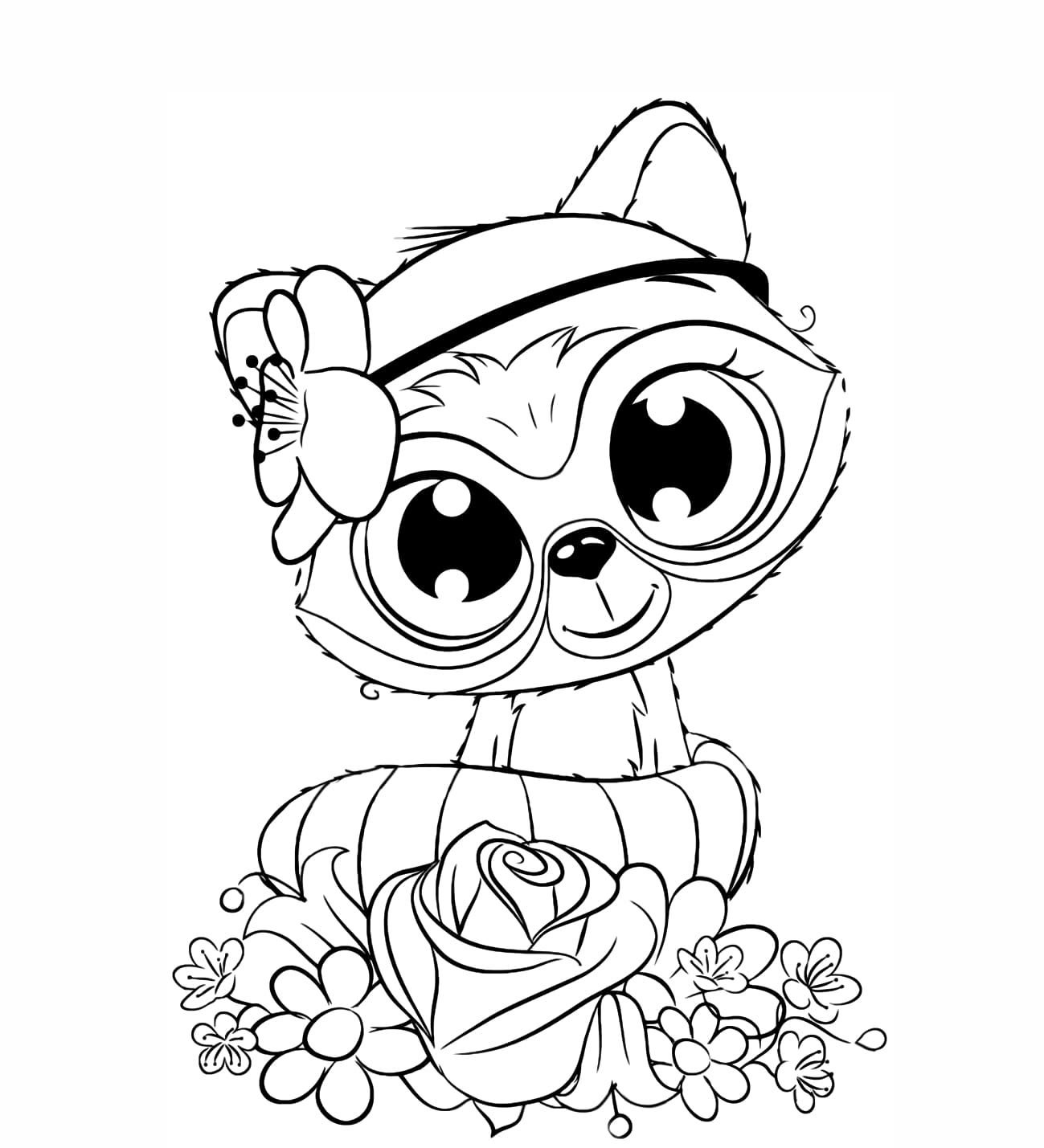 Cute Raccoon coloring page Download, Print or Color Online for Free