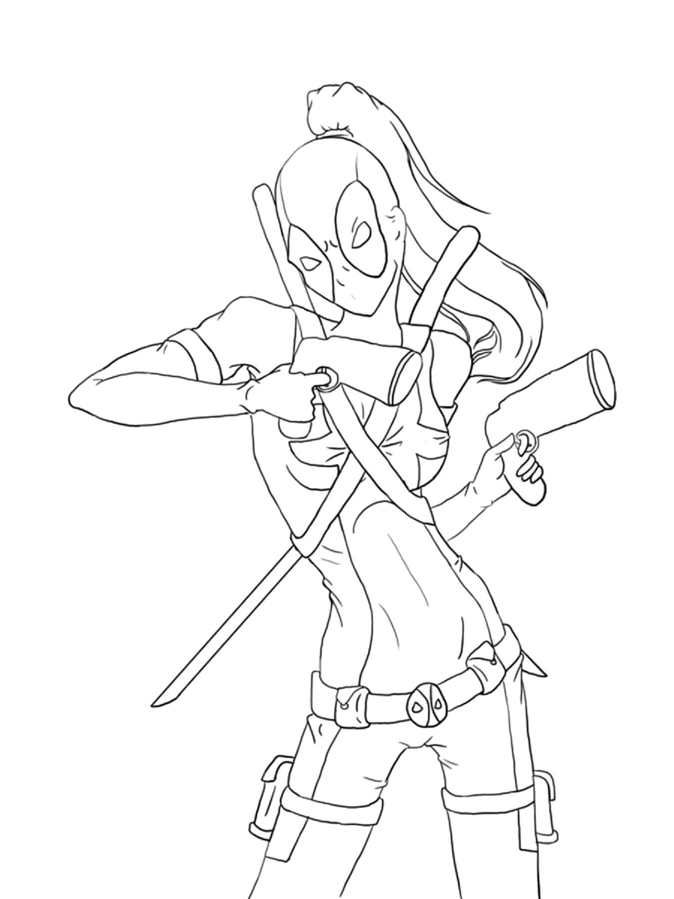Girl Deadpool coloring page Download, Print or Color Online for Free