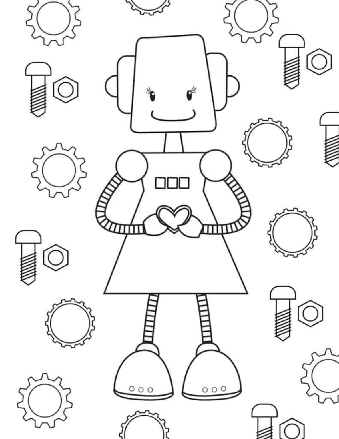 Girl Robot Coloring Page