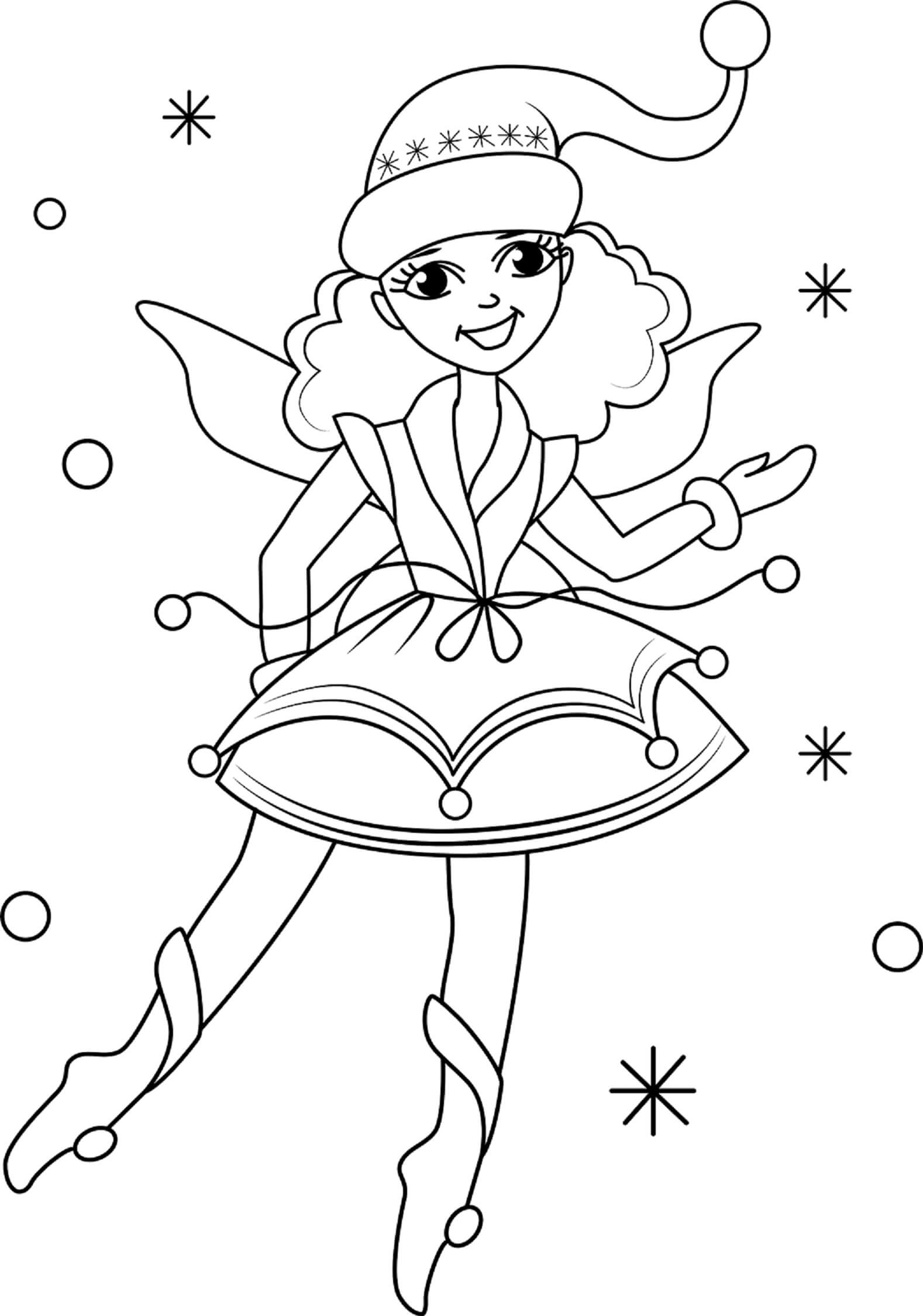 Fairy In Christmas coloring page Download, Print or Color Online for Free