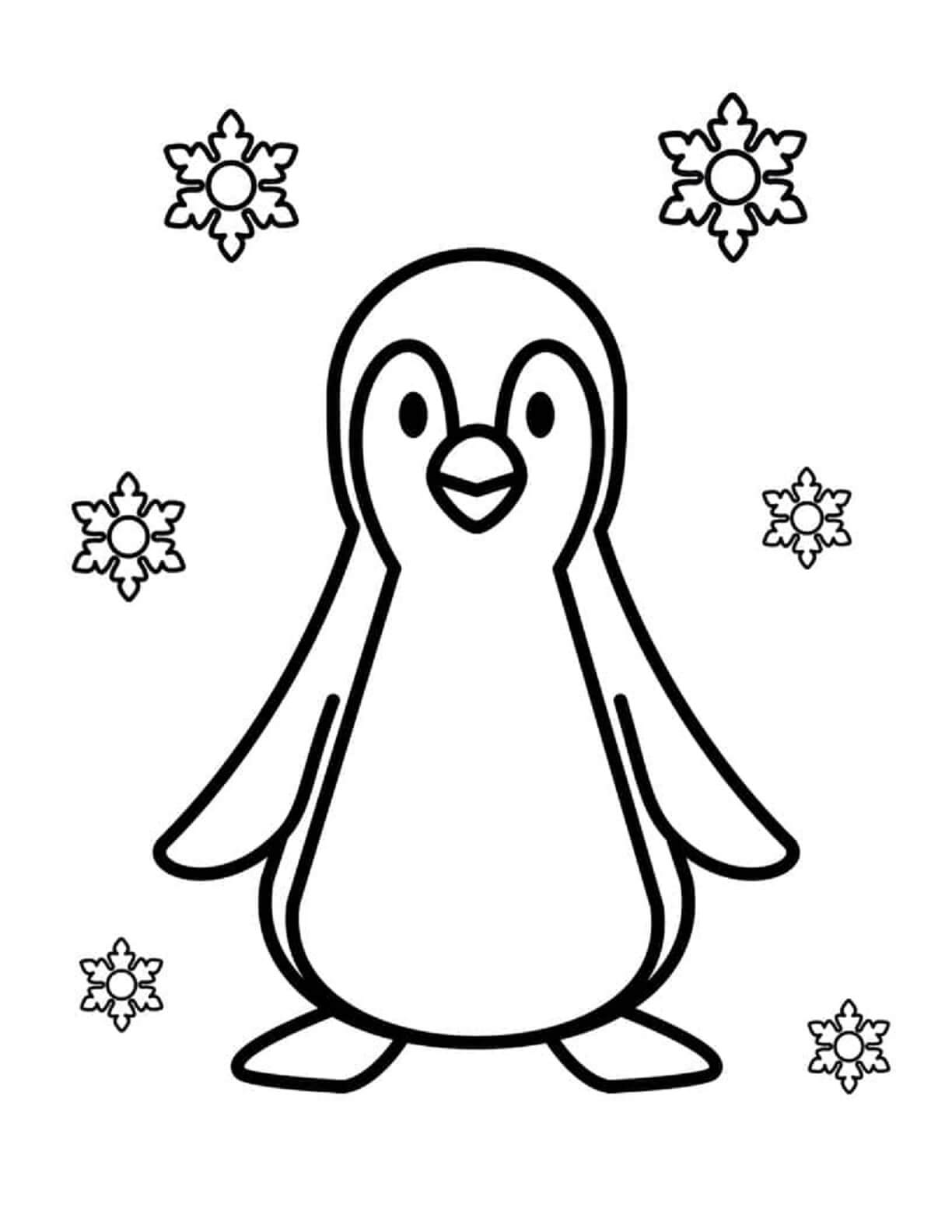 Penguin With Snowflake coloring page Download, Print or Color Online