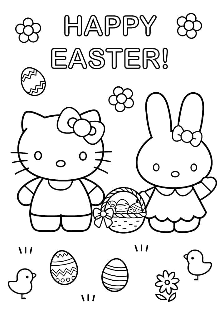 Easter Hello Kitty coloring page Download, Print or Color Online for Free