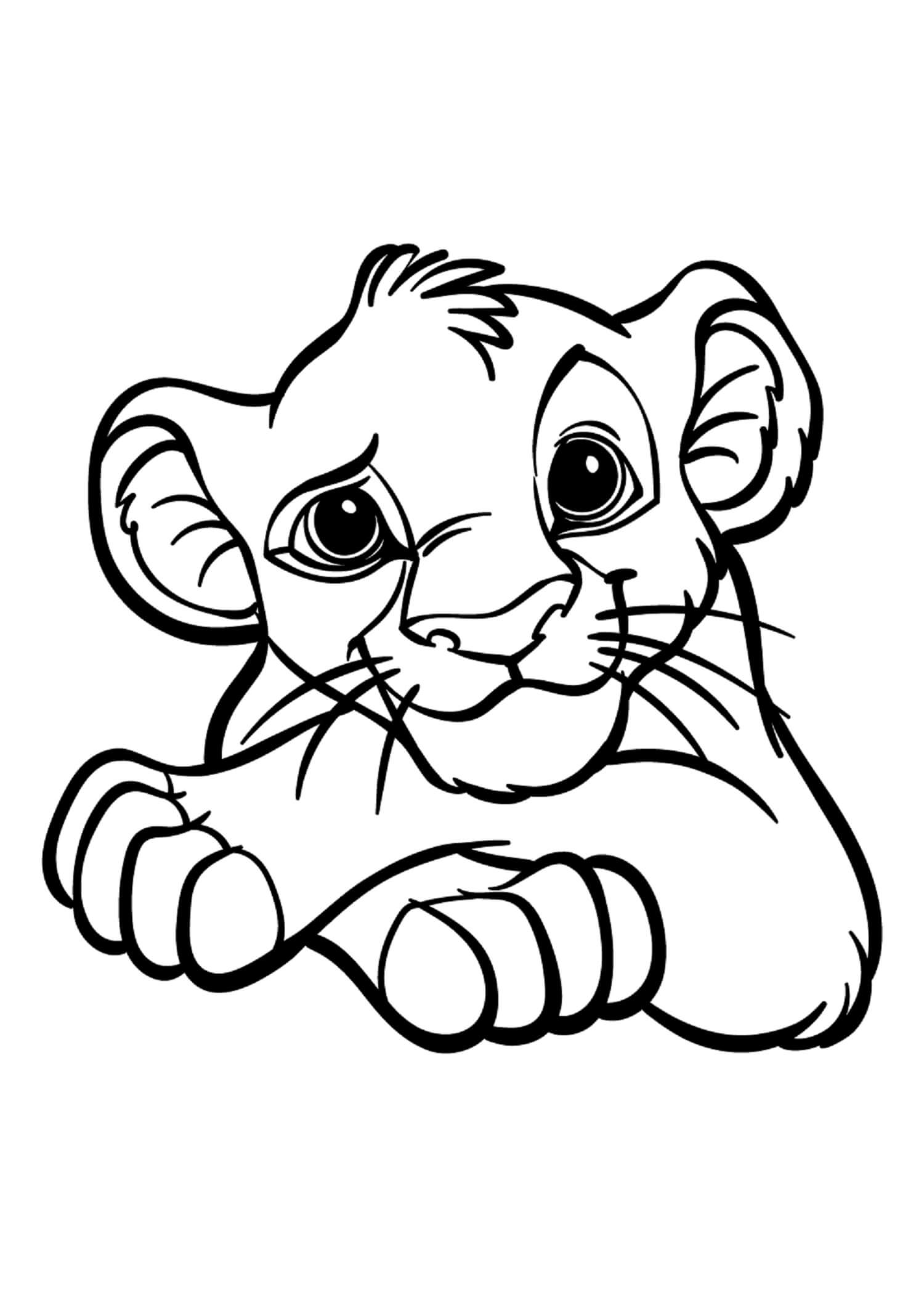 Little Simba Lying Down coloring page Download, Print or Color Online