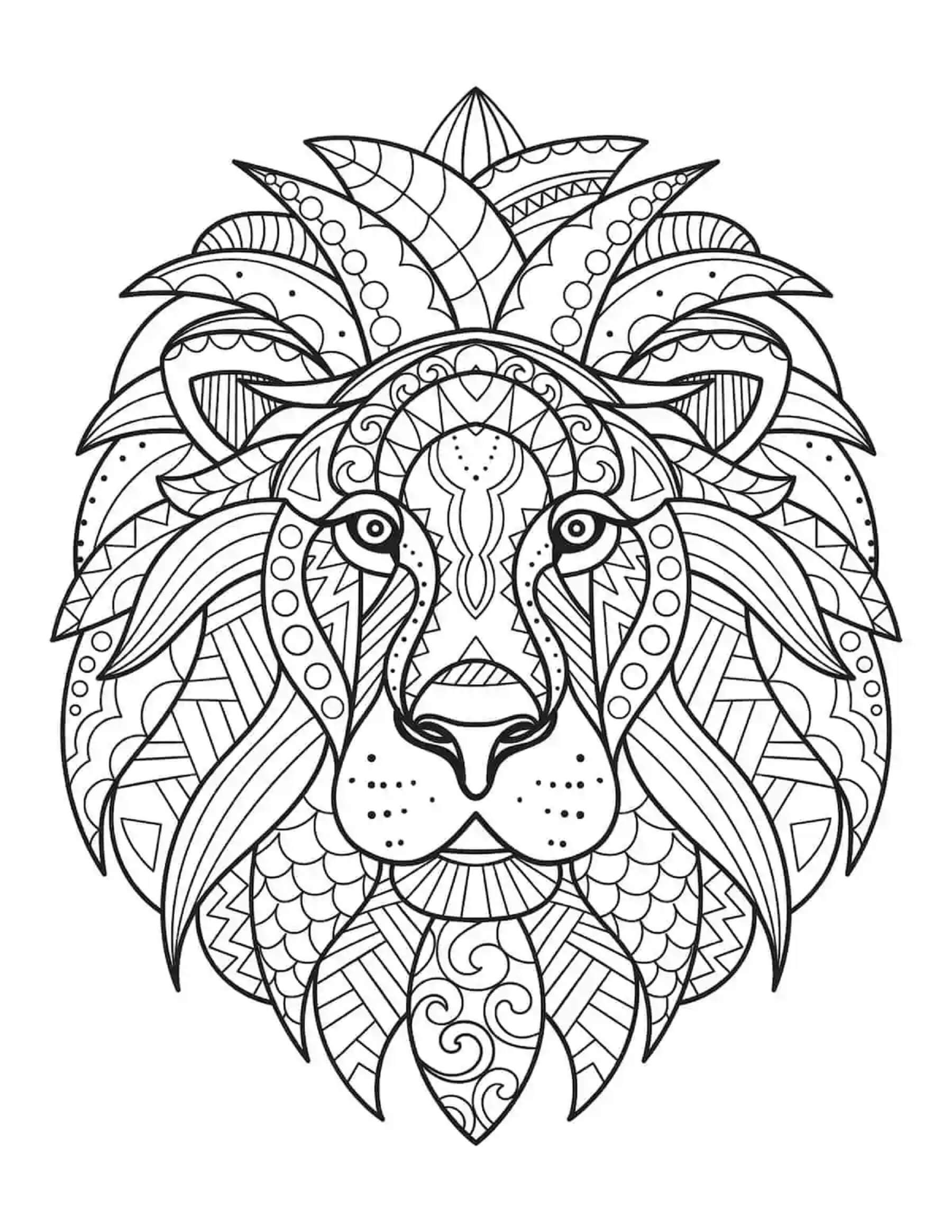 Mandala Lion Head coloring page Download, Print or Color Online for Free