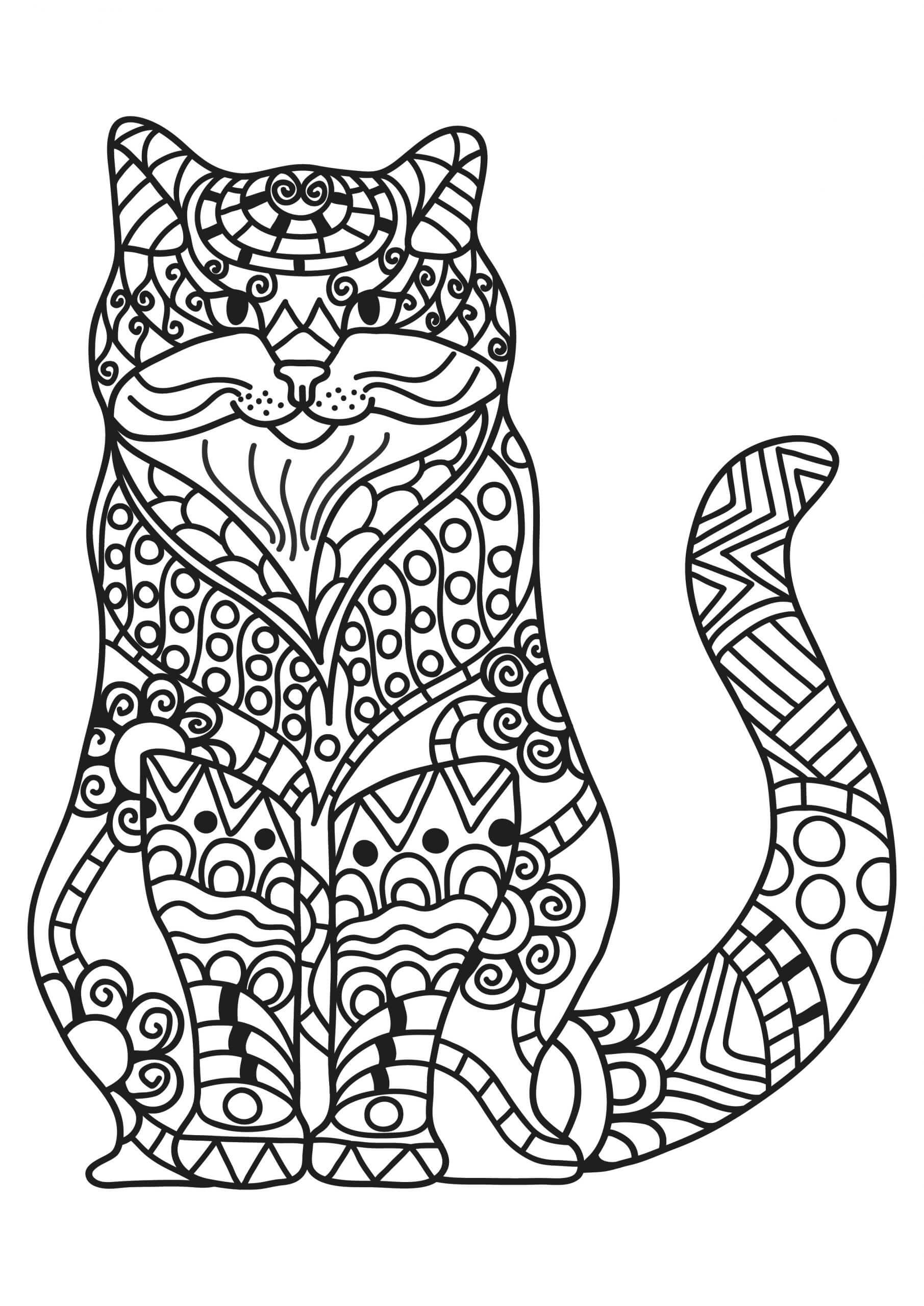 Mosaic Cat coloring page Download, Print or Color Online for Free