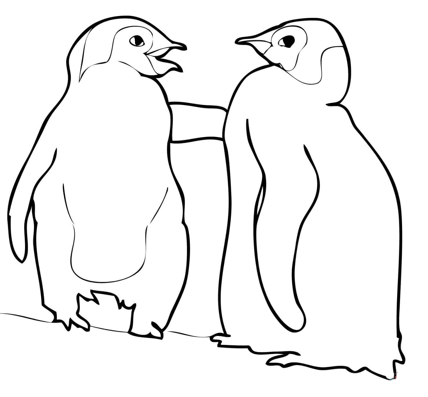 Two Penguins Standing coloring page Download, Print or Color Online